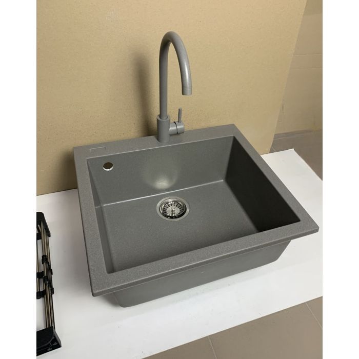 Мойка кухонная Adamant Univer сірий + змішувач + дозатор + ополіскувач склянок + коландер (4824296106604) изображение 3