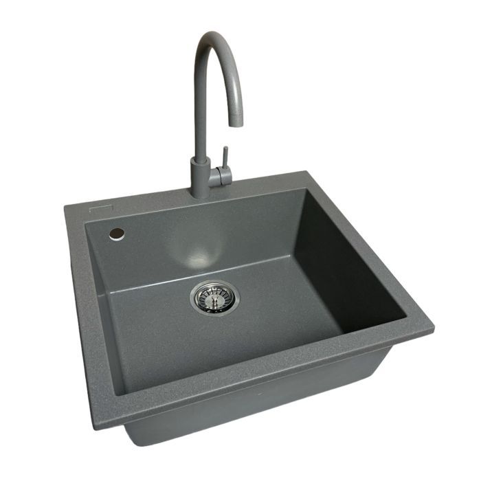 Мойка кухонная Adamant Univer сірий + змішувач + дозатор + ополіскувач склянок + коландер (4824296106604) изображение 4