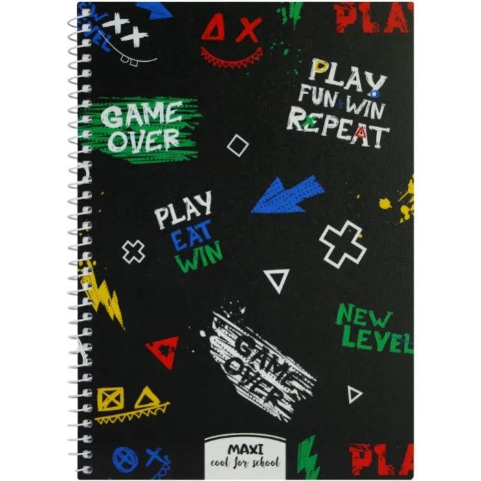 Блокнот Maxi А5, пластикова обкладинка, спіраль, 60 арк., клітинка (MX21213-02)