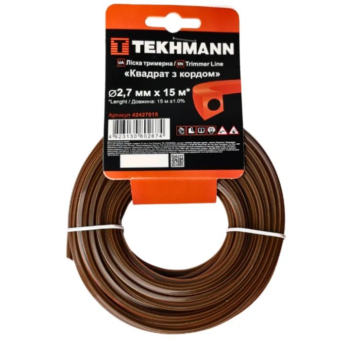 Жилка косильна Tekhmann "Квадрат з кордом" 2,7 мм × 15 м (42427015)