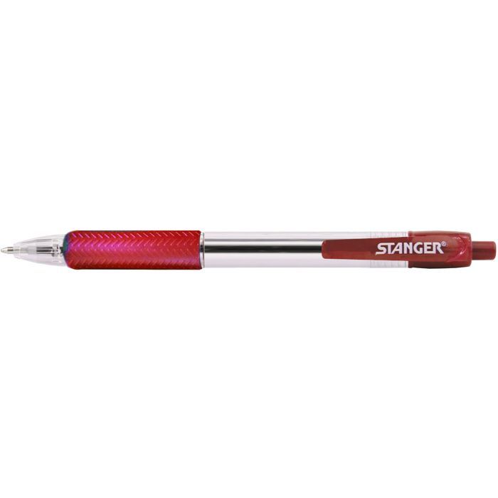 Ручка шариковая Stanger автоматическая 1,0 мм, с гриппом, красная, 10 шт (R 1.0-18000300040)