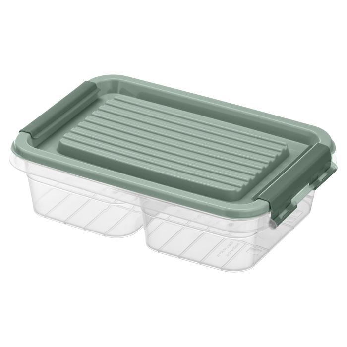 Харчовий контейнер Ardesto Fresh двосекційний 2х0.25л, пластик, прямокутна, блакитний (AR1302B)