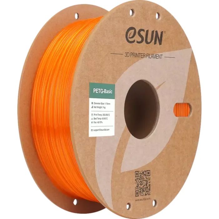 Пластик для 3D-принтера eSUN PETG BASIC Translucent 1,75mm 1kg ORANGE (PETG-BASIC175T-O1P1)