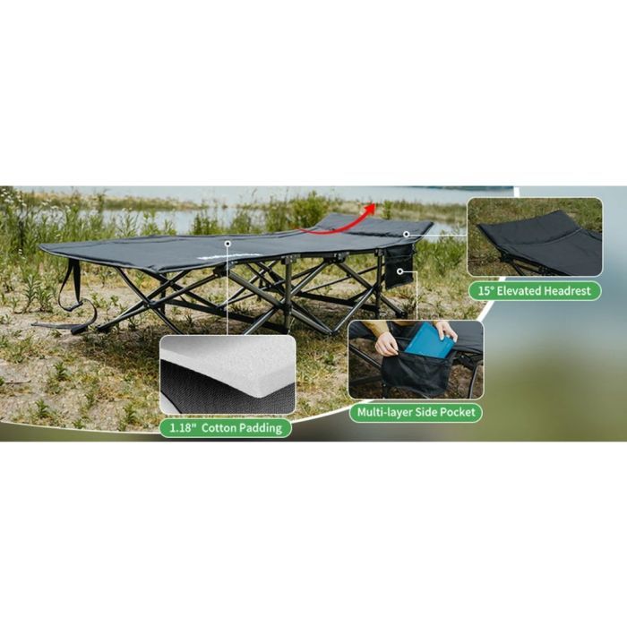 Розкладачка Naturehike CNK2300WS010, поліестер Oxford, чорна (6976507665209) зображення 6