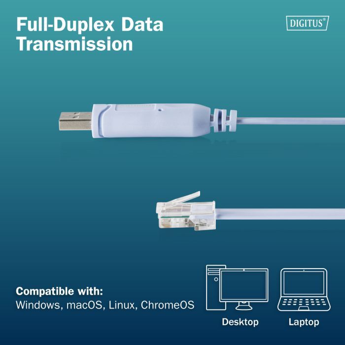 Дата кабель USB AM to RJ45 Ethernet 1.8m FT232RNL black Digitus (DA-70173) зображення 8