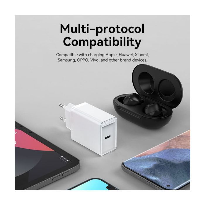 Зарядний пристрій Vention 1xUSB-C PD20W QC4.0 white (FADW0-EU) зображення 5