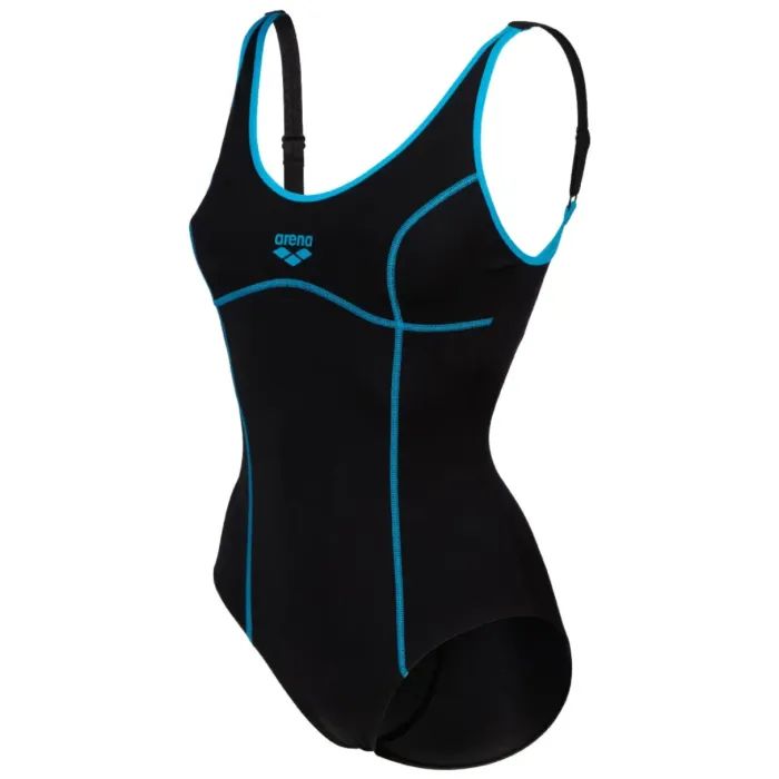 Купальник Arena Tania Clip Back Swimsuit One P 005974-580 чорний, блакитний 40 (3468336865095) изображение 4
