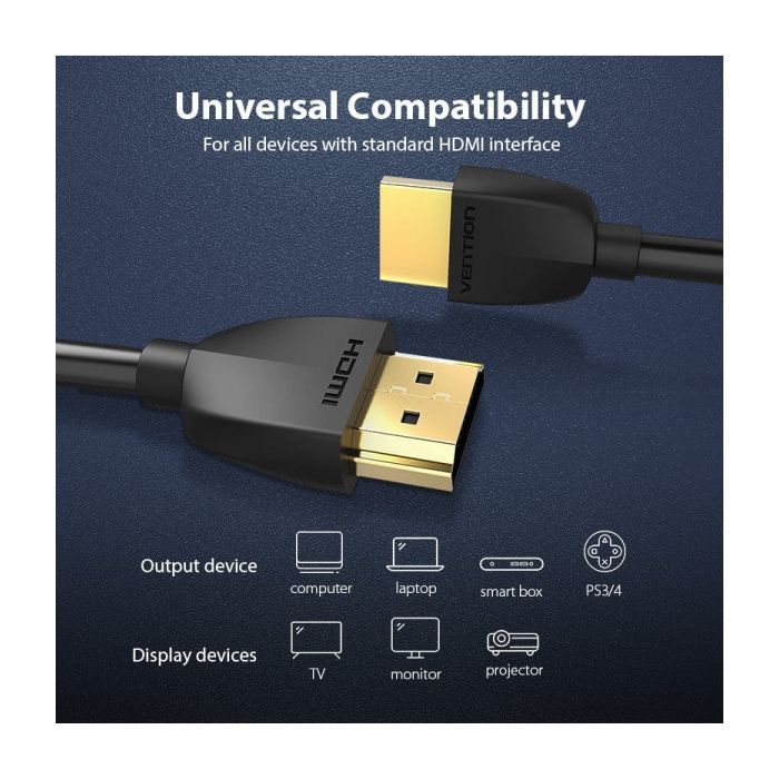 Кабель мультимедійний HDMI M to HDMI M 2.0m V2.0 4K60Hz PVC Vention (AAIBH) зображення 4
