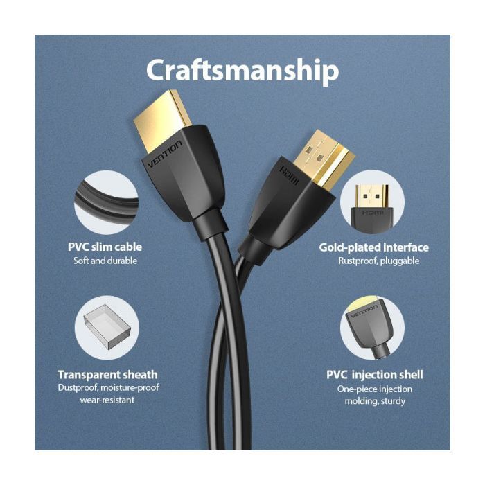 Кабель мультимедійний HDMI M to HDMI M 2.0m V2.0 4K60Hz PVC Vention (AAIBH) зображення 5