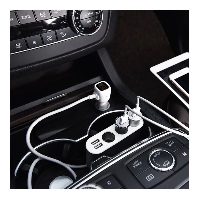 Зарядное устройство HOCO 2xUSB 10.5W + 3x car socket silver (6957531050896) изображение 5