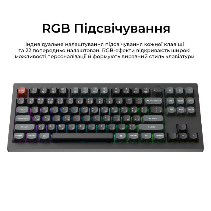 Клавіатура Keychron V3 Ultra Keychron Red Switch RGB UA Black (V3U-D1-UA) зображення 14