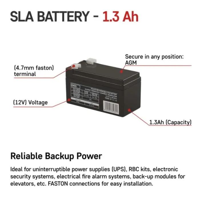 Батарея до ДБЖ EMOS 12V 1.3Ah (B9652) зображення 3