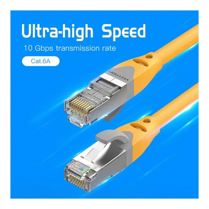 Патч-корд 1м, S/FTP cat 6A RJ-45 yellow Vention (IBHYF) изображение 2