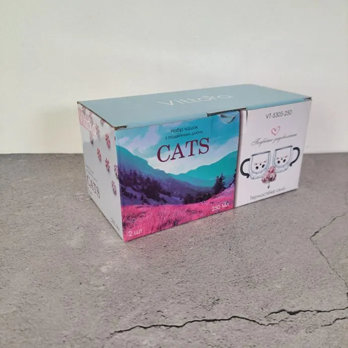 Набор чашек Vittora Cats з подвійним дном 2 шт 250мл (VT-5305-250) изображение 6