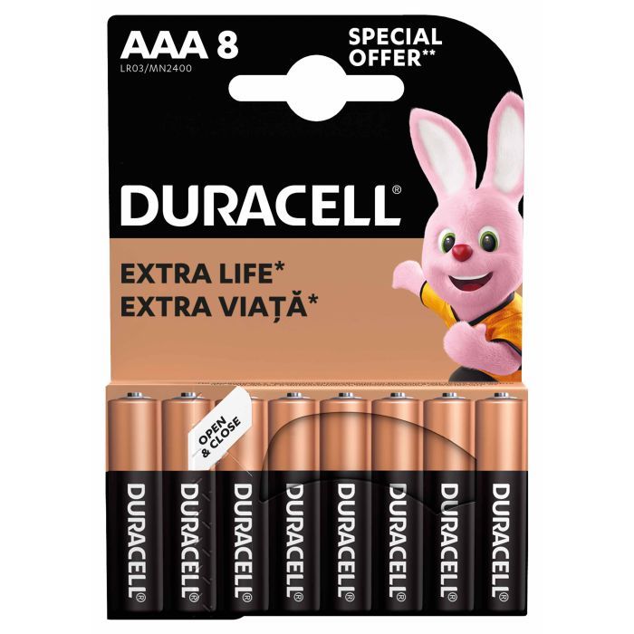 Батарейка Duracell AAA лужні 8 шт. в упаковці (5000394203341 / 81480364) зображення 2
