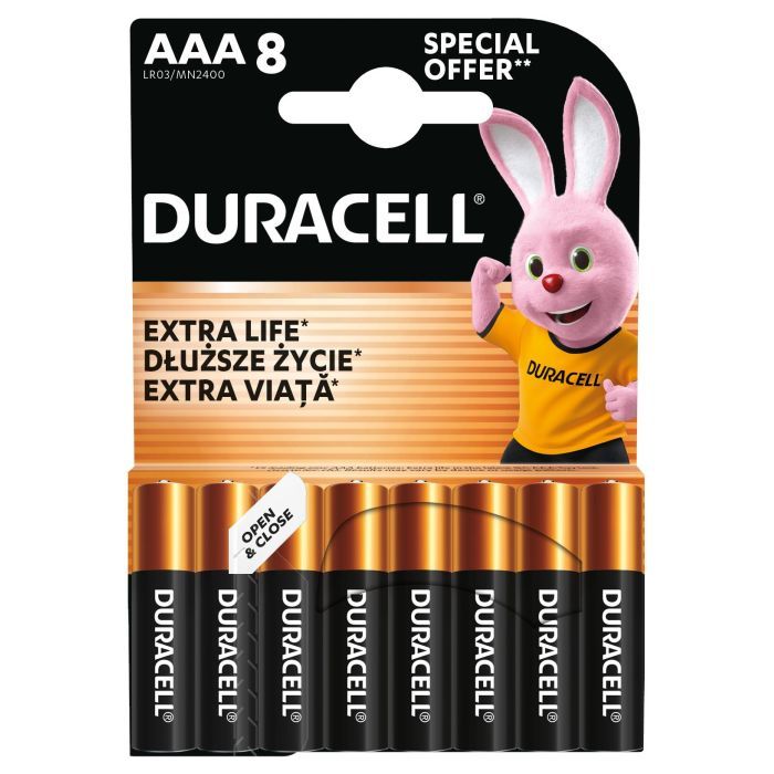 Батарейка Duracell AAA лужні 8 шт. в упаковці (5000394203341 / 81480364) изображение 2