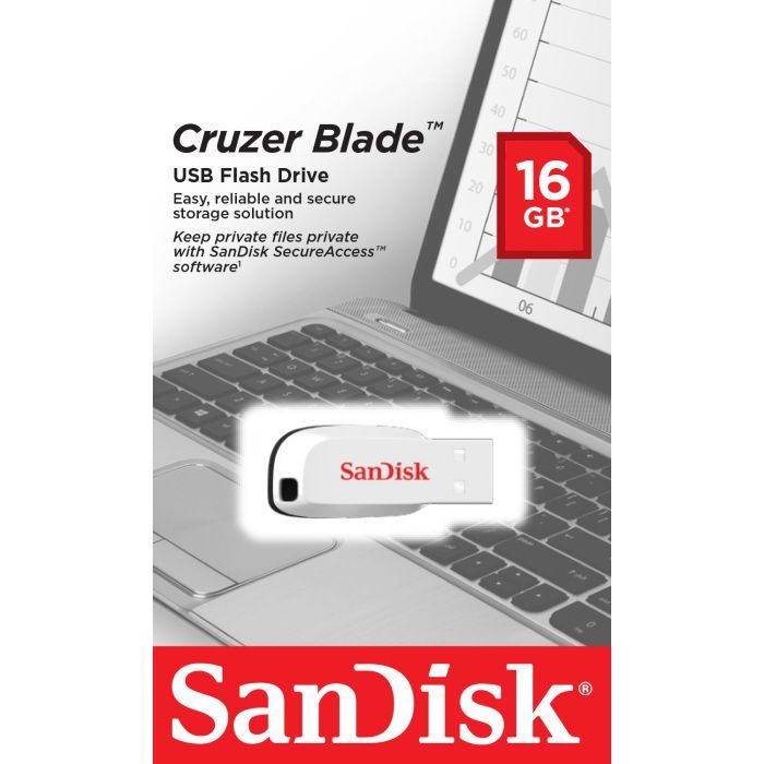 USB флеш накопитель SanDisk 16GB Cruzer Blade White USB 2.0 (SDCZ50C-016G-B35W) изображение 3