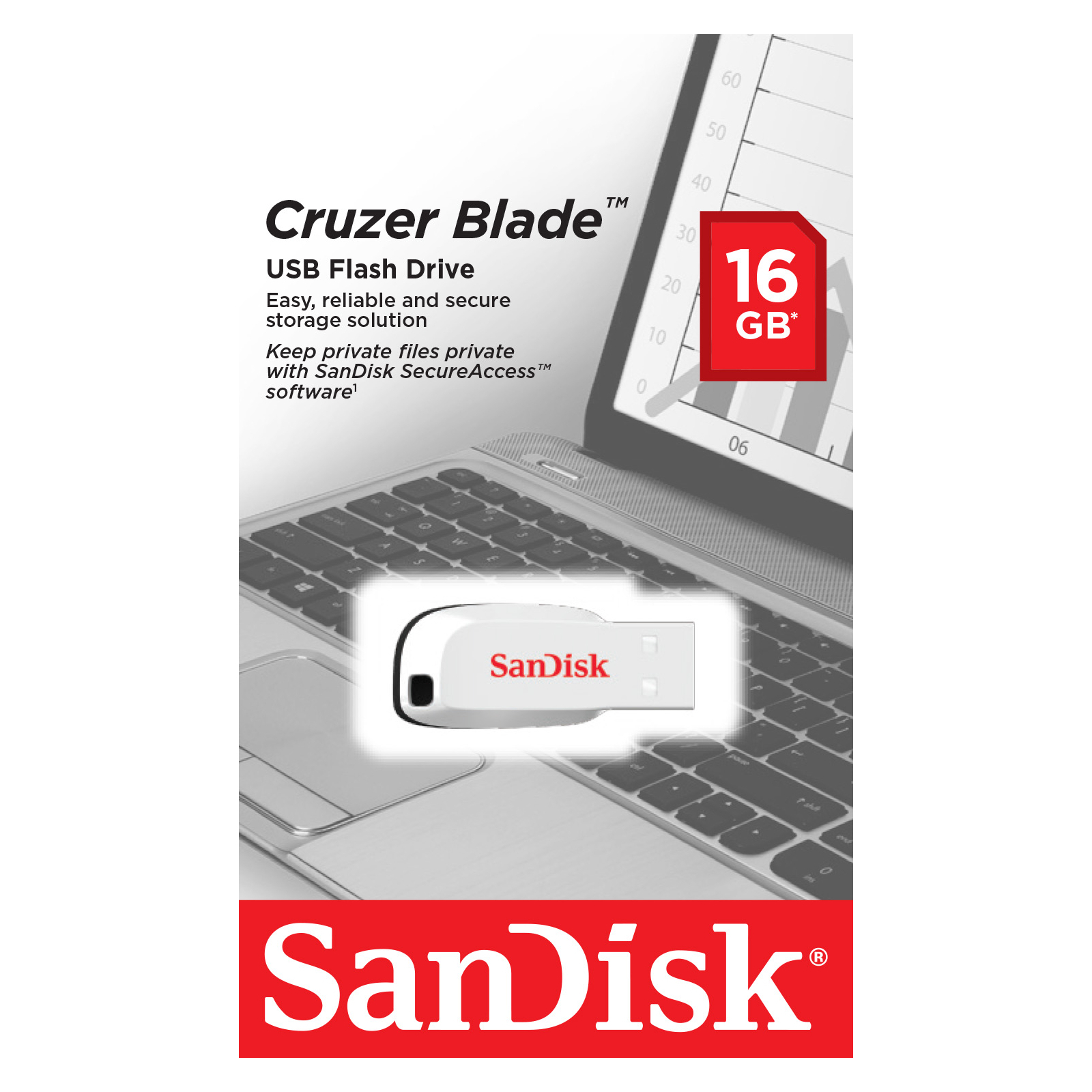 USB флеш накопитель SanDisk 16GB Cruzer Blade White USB 2.0 (SDCZ50C-016G-B35W) изображение 3