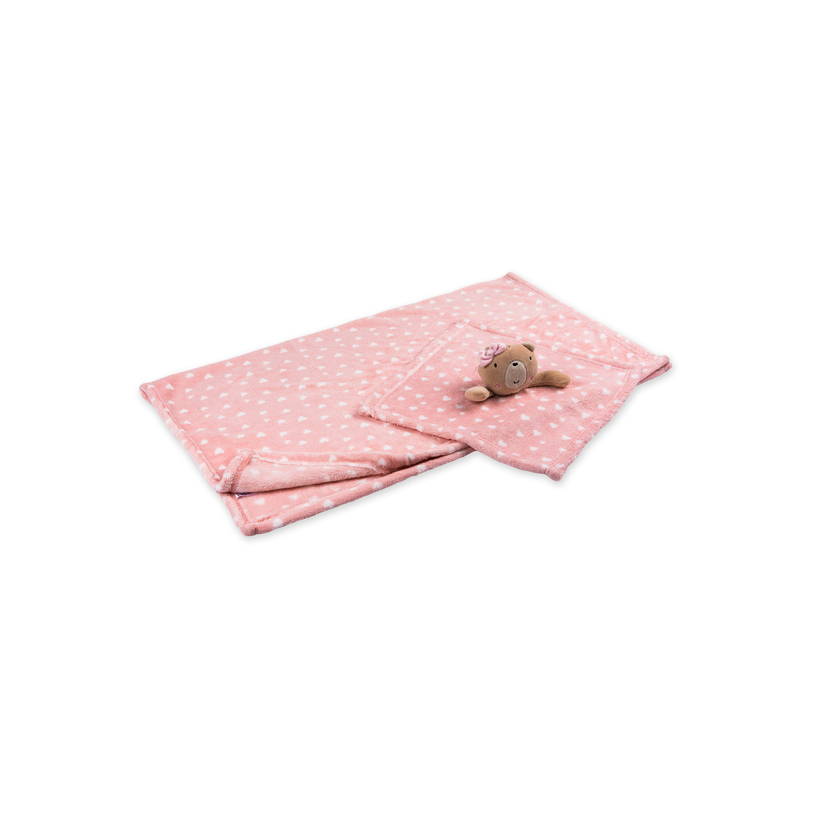 Детское одеяло Luvena Fortuna флисовое с игрушкой-салфеткой, розовое (G8756) изображение 3