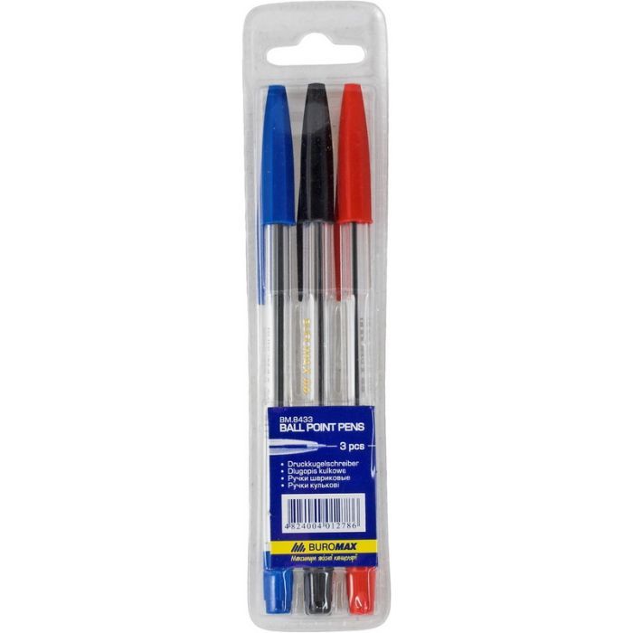 Ручка шариковая Buromax non-retractable, SET*3pcs JOBMAX Corvina (BM.8433) изображение 2
