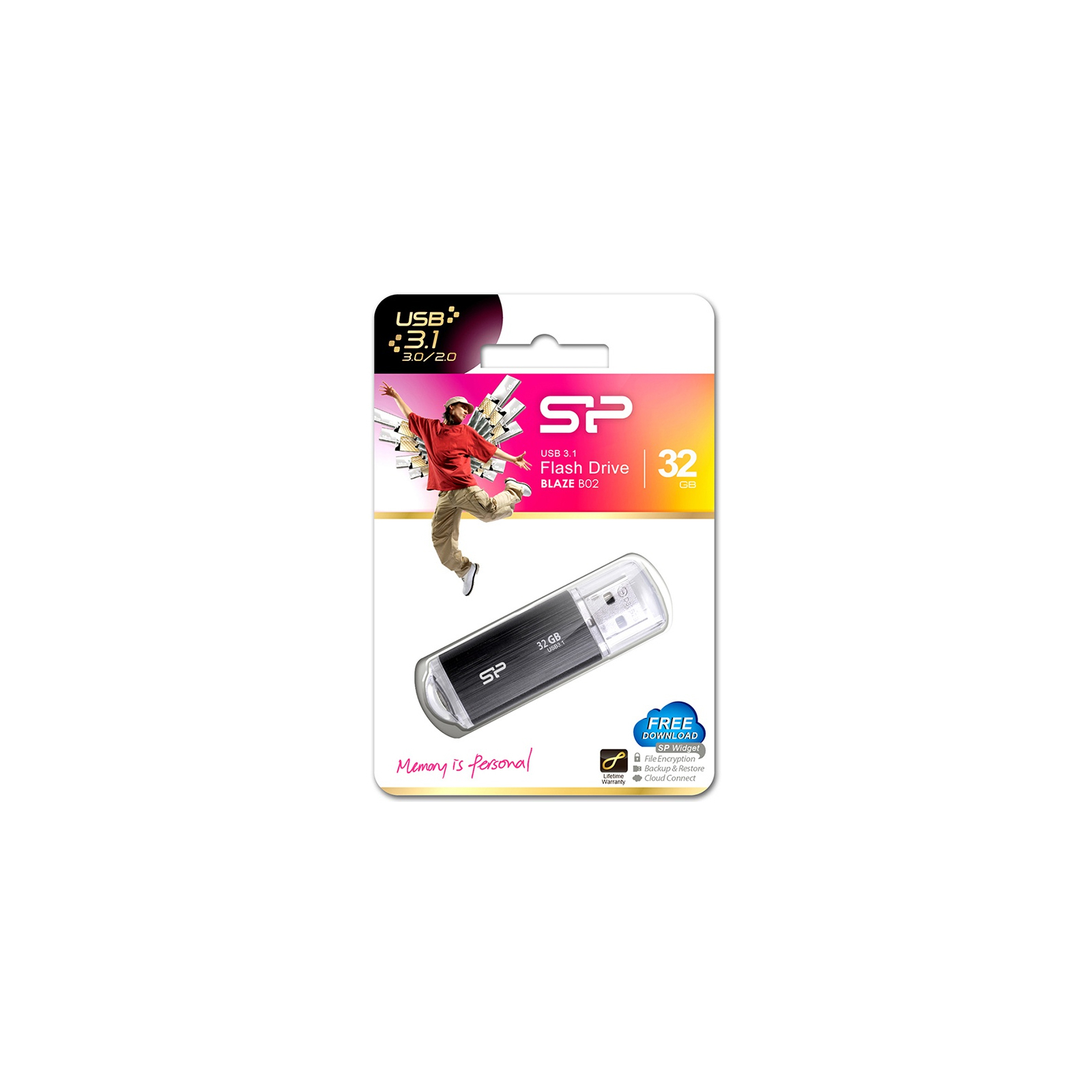 USB флеш накопитель Silicon Power 64GB Blaze B02 Black USB 3.1 (SP064GBUF3B02V1K) изображение 5