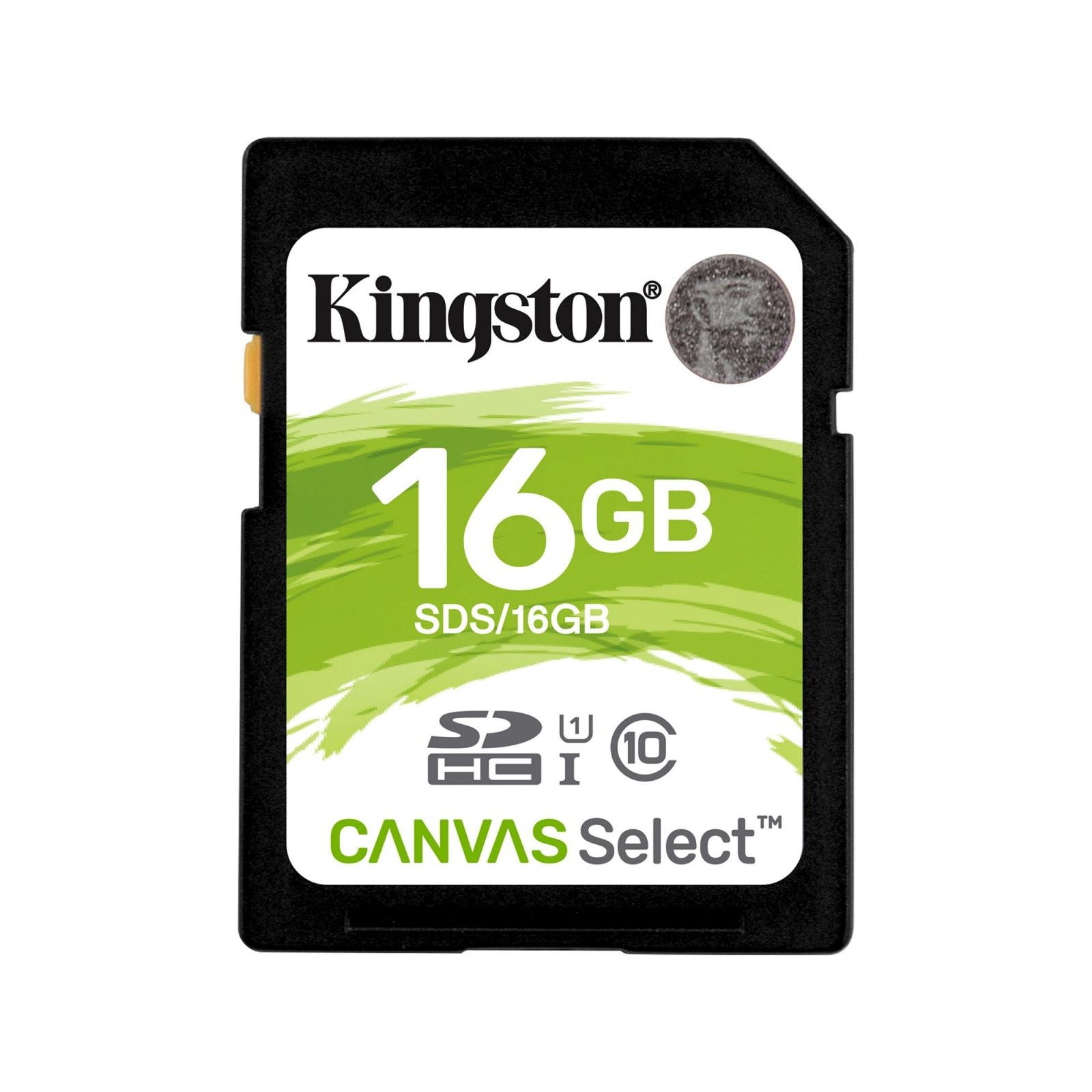 Карта пам'яті Kingston 16GB SDHC class 10 UHS-I Canvas Select (SDS/16GB)