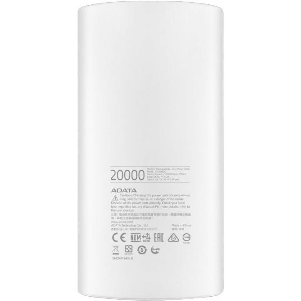 Батарея універсальна ADATA P20000D 20000mAh White (AP20000D-DGT-5V-CWH) зображення 3