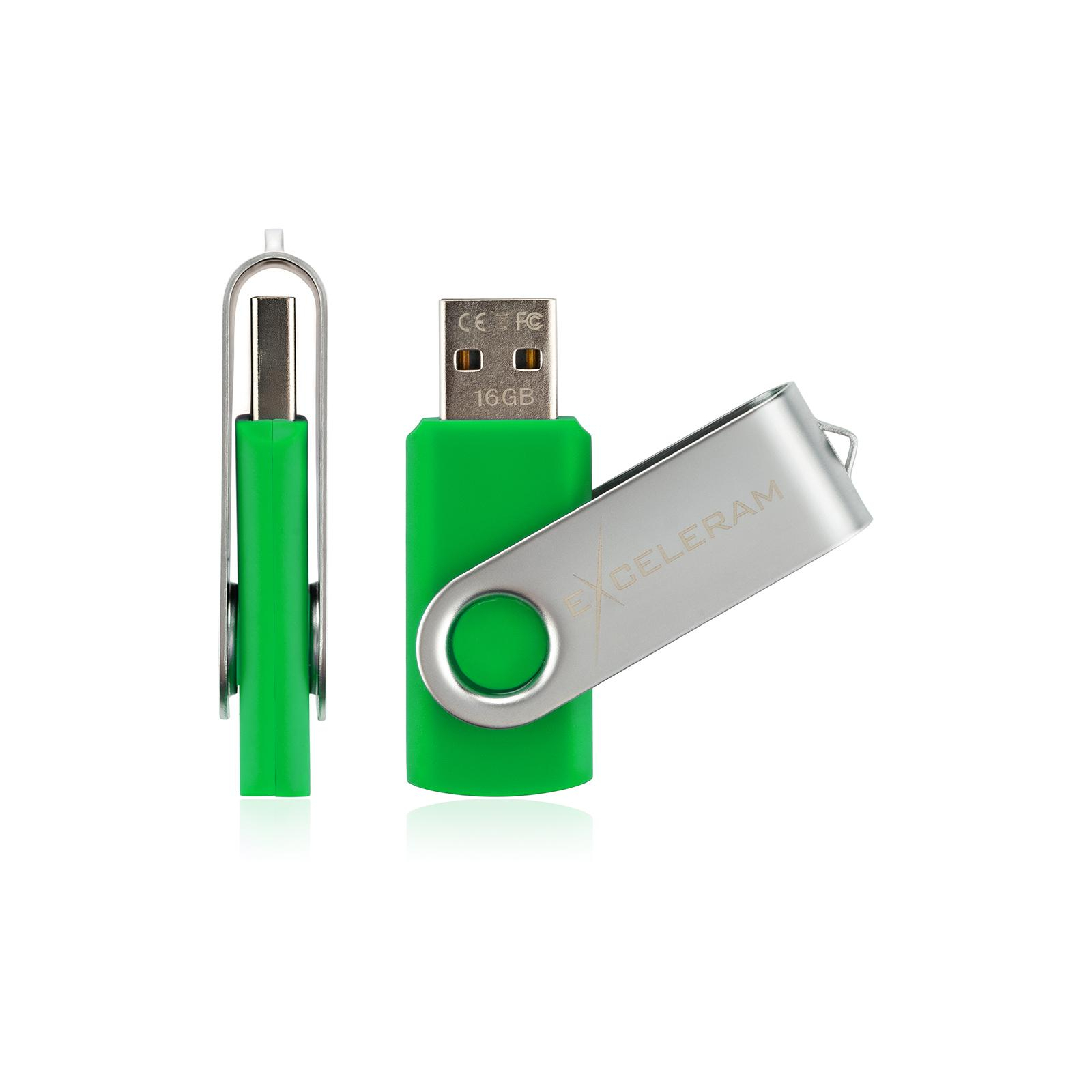 USB флеш накопитель eXceleram 16GB P1 Series Silver/Green USB 2.0 (EXP1U2SIGR16) изображение 4