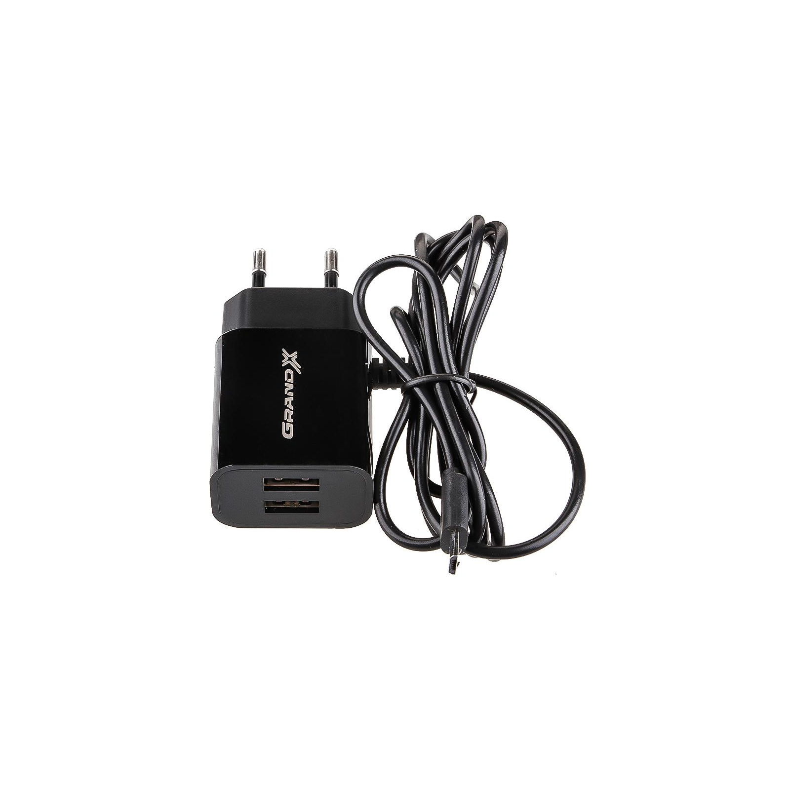 Зарядний пристрій Grand-X 5V 3,1A 2USB + micro USB Black с защитой от перегрузки (CH-65B) зображення 2