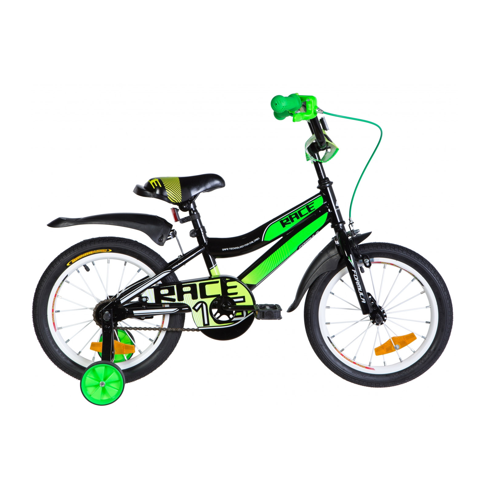 Детский велосипед Formula 16" RACE рама-9" St 2020 черно-зеленый с белым (OPS-FRK-16-104)