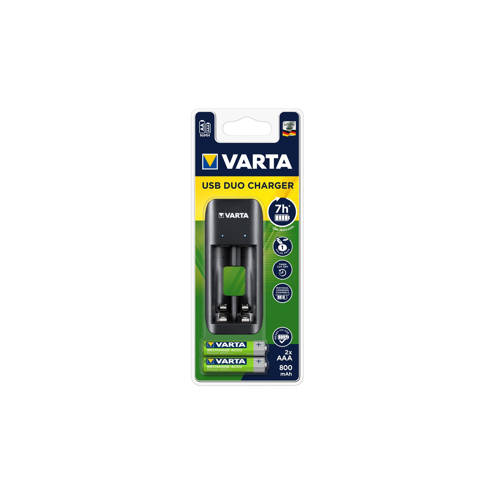 Зарядное устройство для аккумуляторов Varta Value USB Duo Charger +2*AAA 800mAh (57651201421)