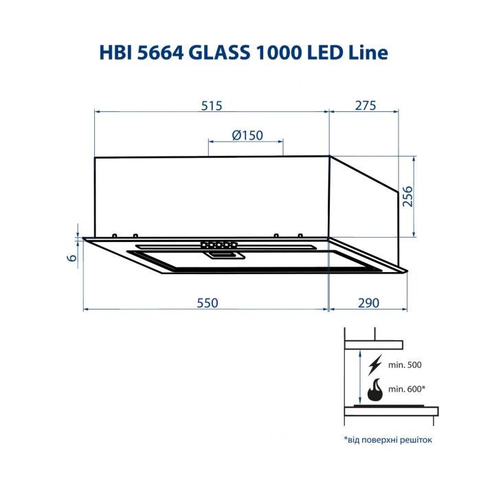 Витяжка кухонна Minola HBI 5664 BL GLASS 1000 LED Line зображення 9