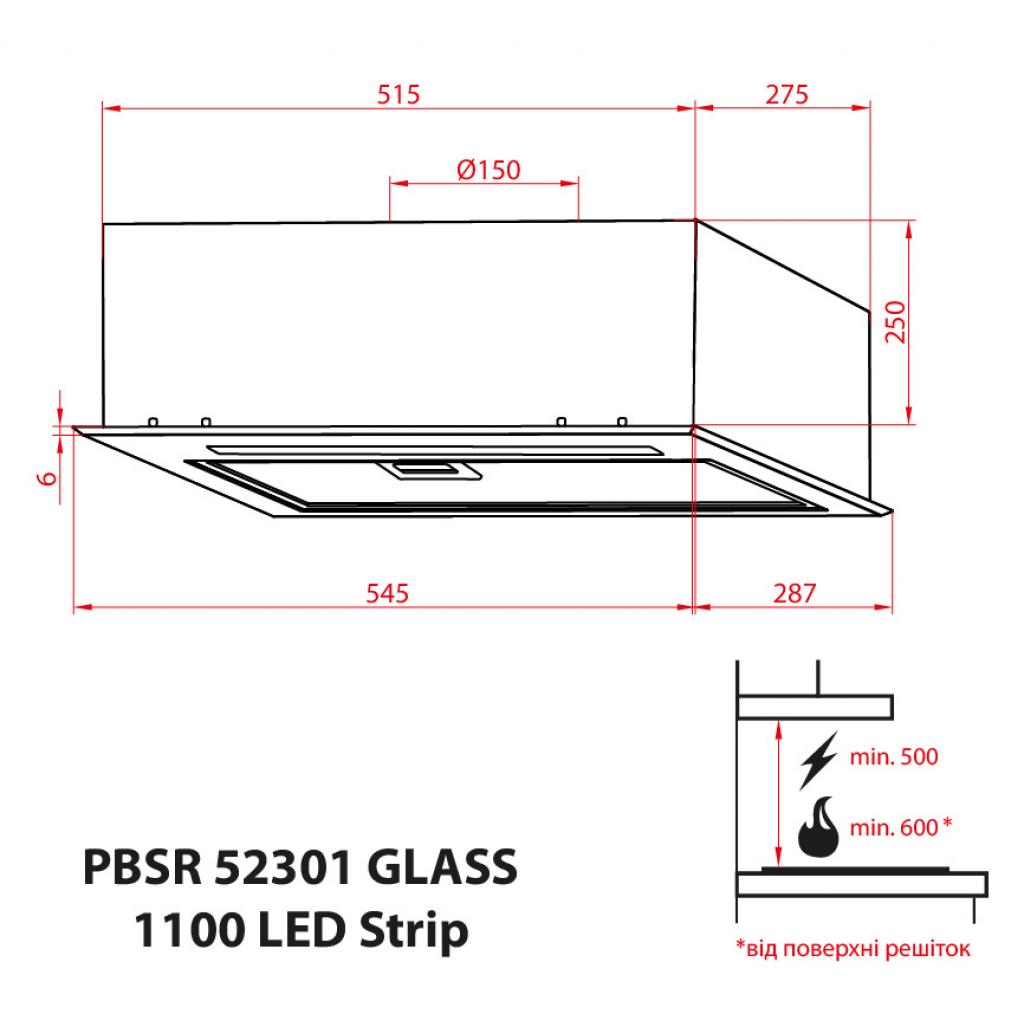 Витяжка кухонна Weilor PBSR 52301 GLASS WH 1100 LED Strip зображення 12