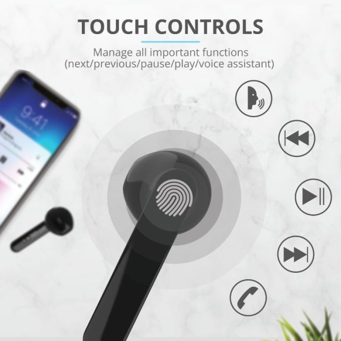 Наушники Trust Primo Touch True Wireless Mic Black (23712) изображение 11