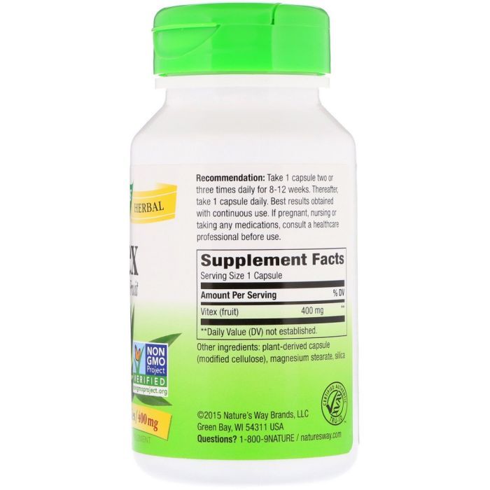 Трави Nature's Way Вітекс, Vitex Fruit, 400 mg, 100 капсул (NWY-11750) зображення 2