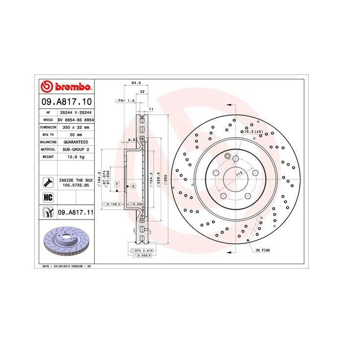 Гальмівний диск Brembo 09.A817.11