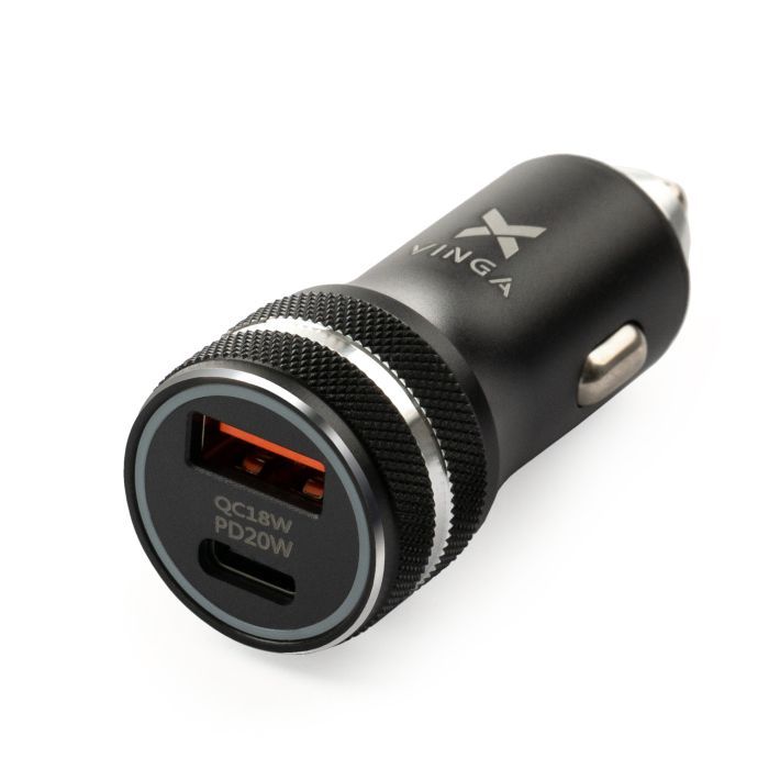 Зарядное устройство Vinga QC3.0 + PD Quick Car Charger aluminium 36W Max black (VCCQPAC) изображение 3
