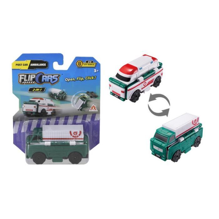 Масштабная модель автомобиля Flip Cars 2 в 1 Грузовик и Скорая помощь (EU463875-39)