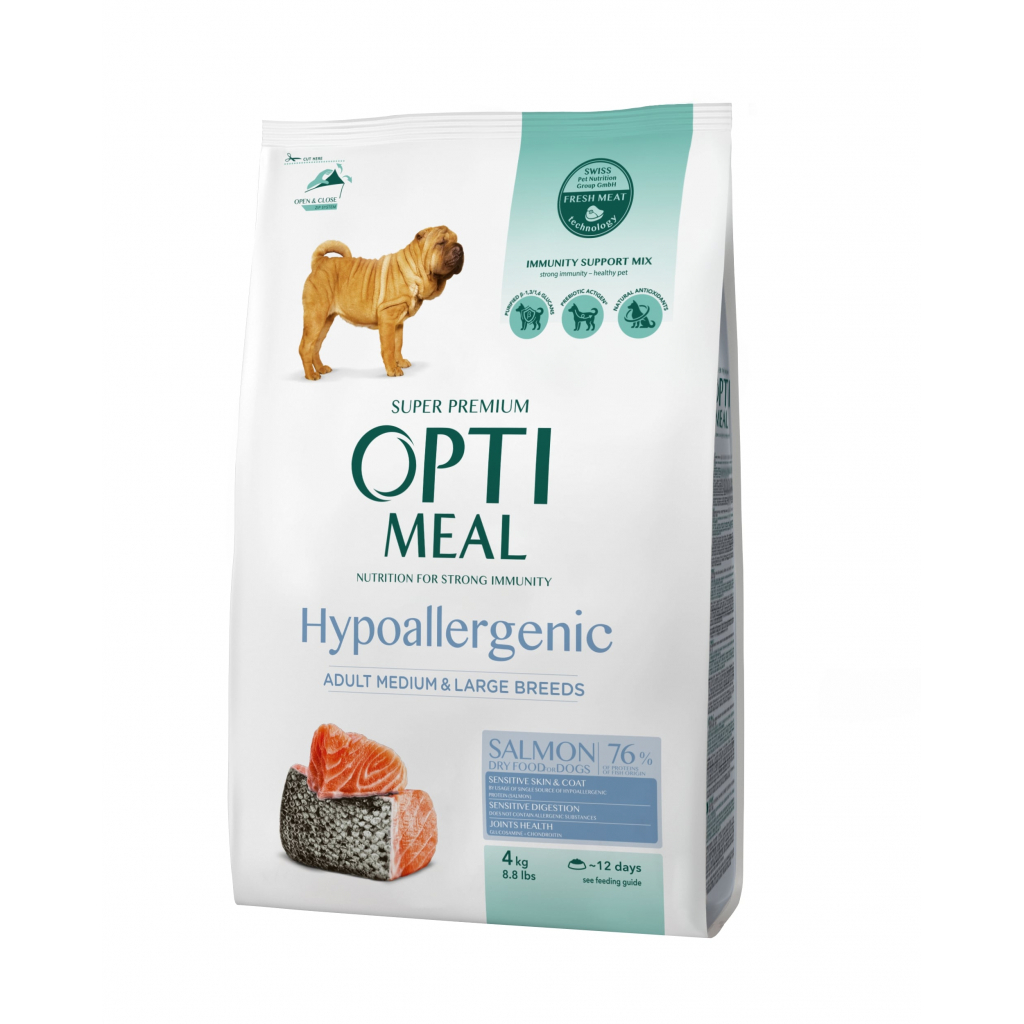 Сухий корм для собак Optimeal гіпоалергенний для середніх і великих порід - лосось 4 кг (4820215365932/4820215329716)