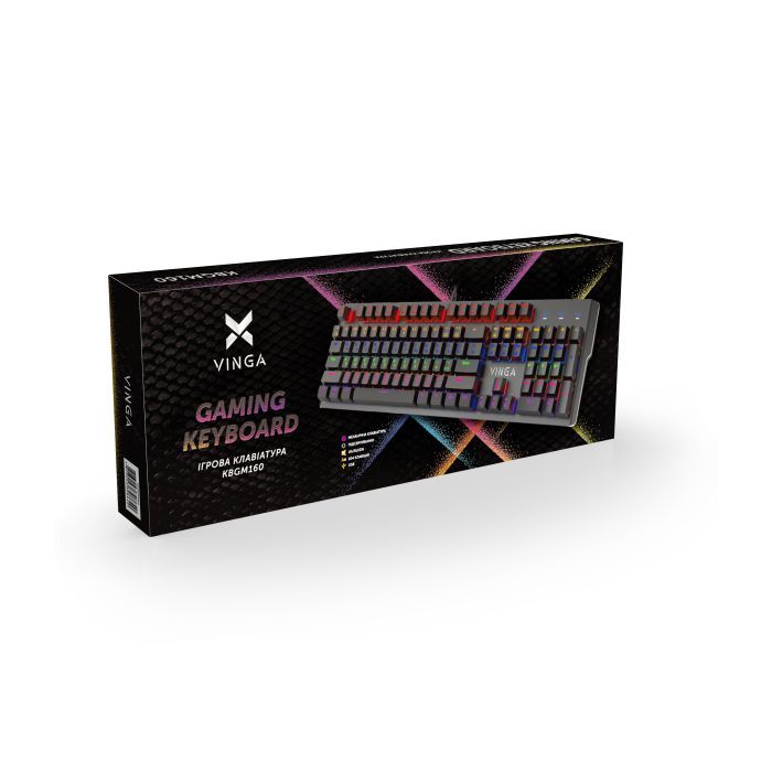 Клавиатура Vinga KBGM160 LED Outemu Blue USB Black (KBGM160 Black) изображение 6