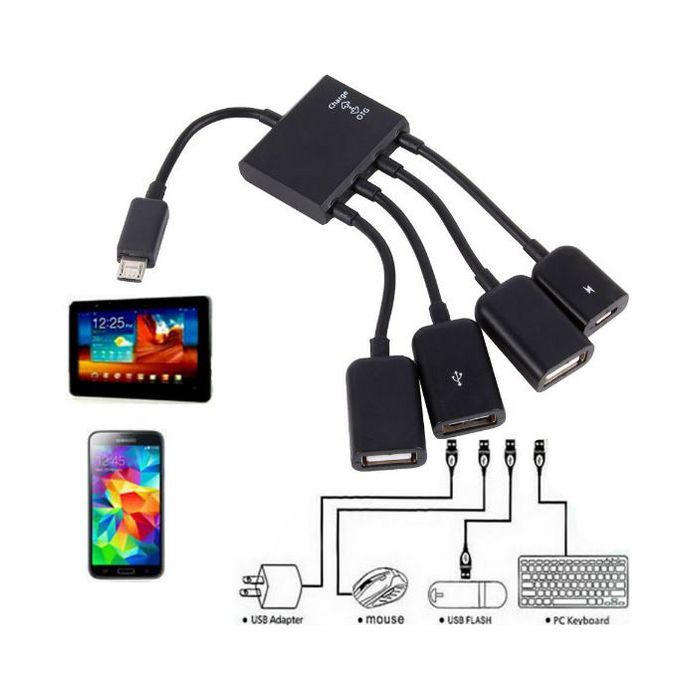 Концентратор Lapara LA-MicroUSB-OTG-HUB black зображення 7