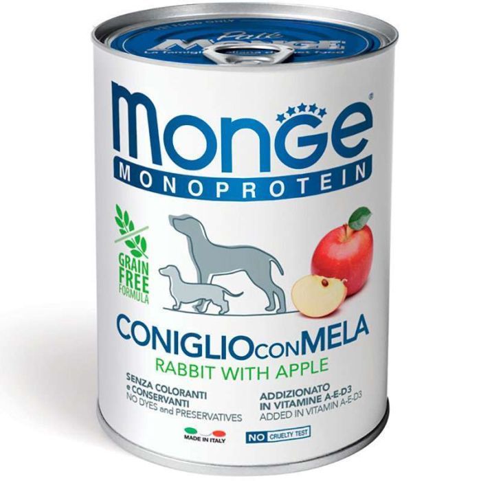 Консервы для собак Monge Dog Fruit Monoprotein кролик с яблоками 400 г (8009470014328)