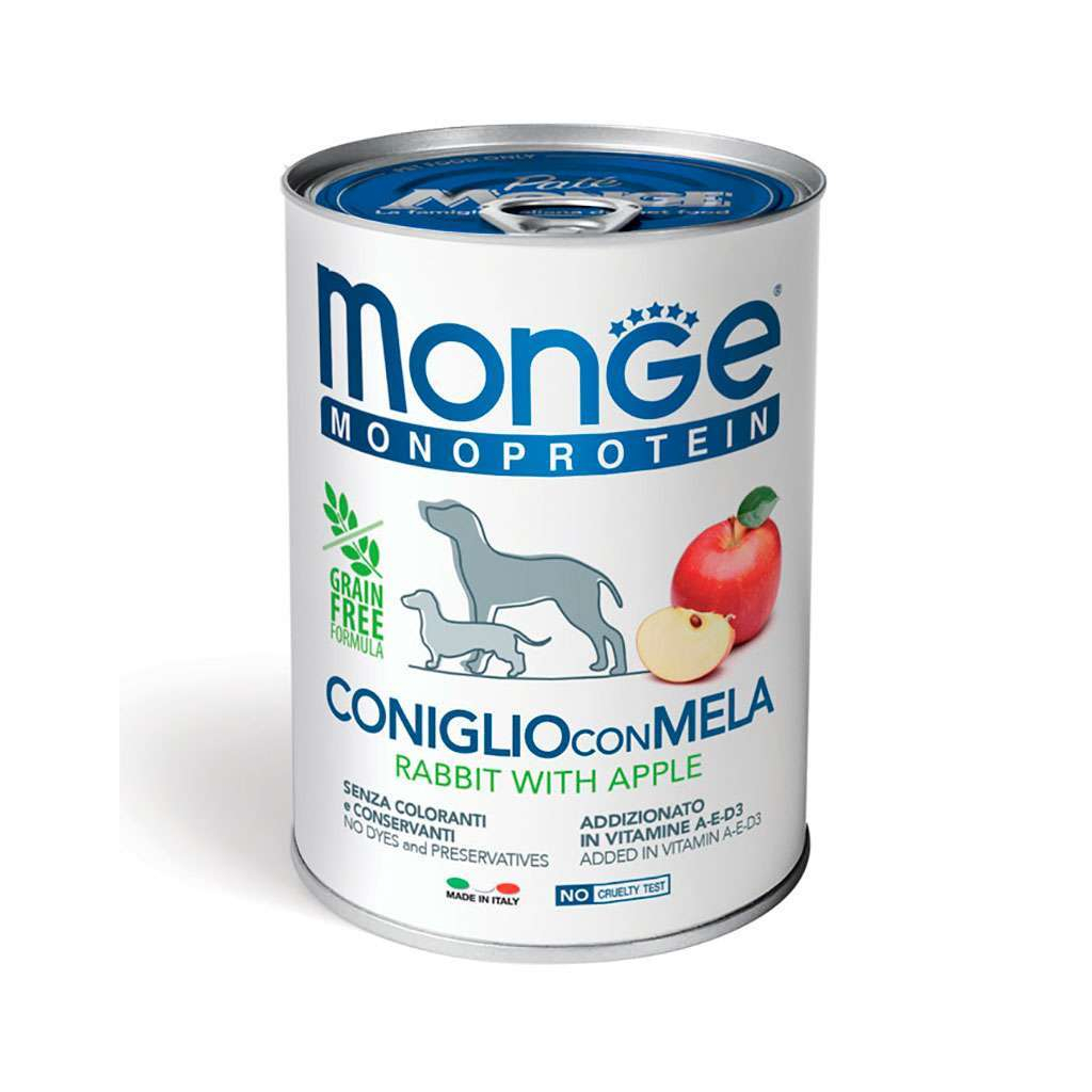 Консервы для собак Monge Dog Fruit Monoprotein кролик с яблоками 400 г (8009470014328)