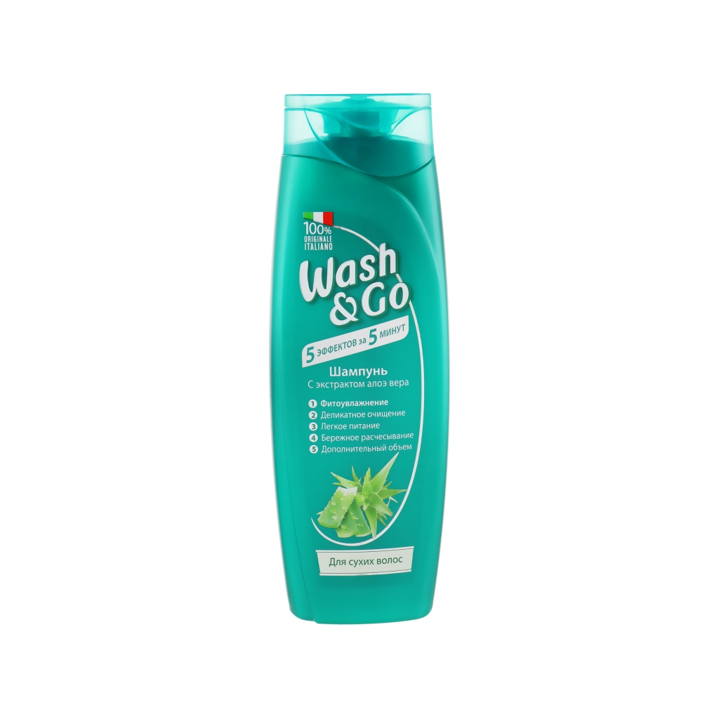 Шампунь Wash&Go для сухого волосся з екстрактом алое вера 400 мл (8008970045856/8008970042152)