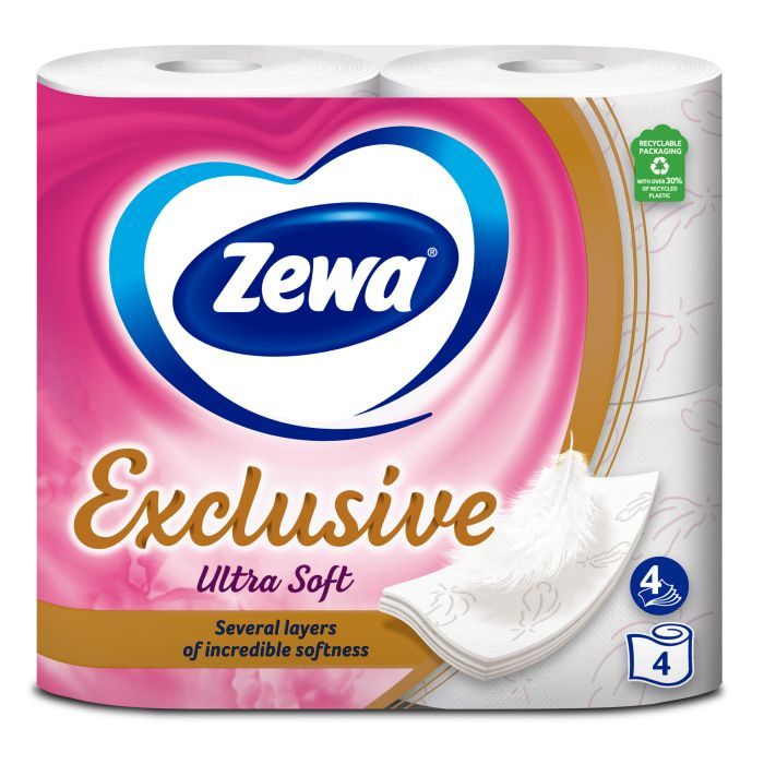 Туалетная бумага Zewa Exclusive Ultra Soft 4 слоя 16 рулонов (7322541188812)