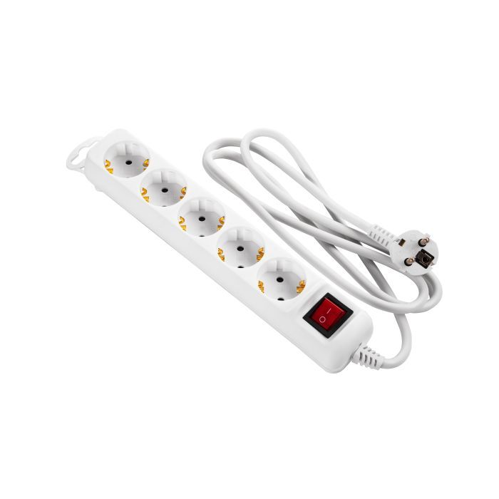 Сетевой удлинитель 2E 5XSchuko з вимикачем,1.5м, white (2E-U05ESM1.5)