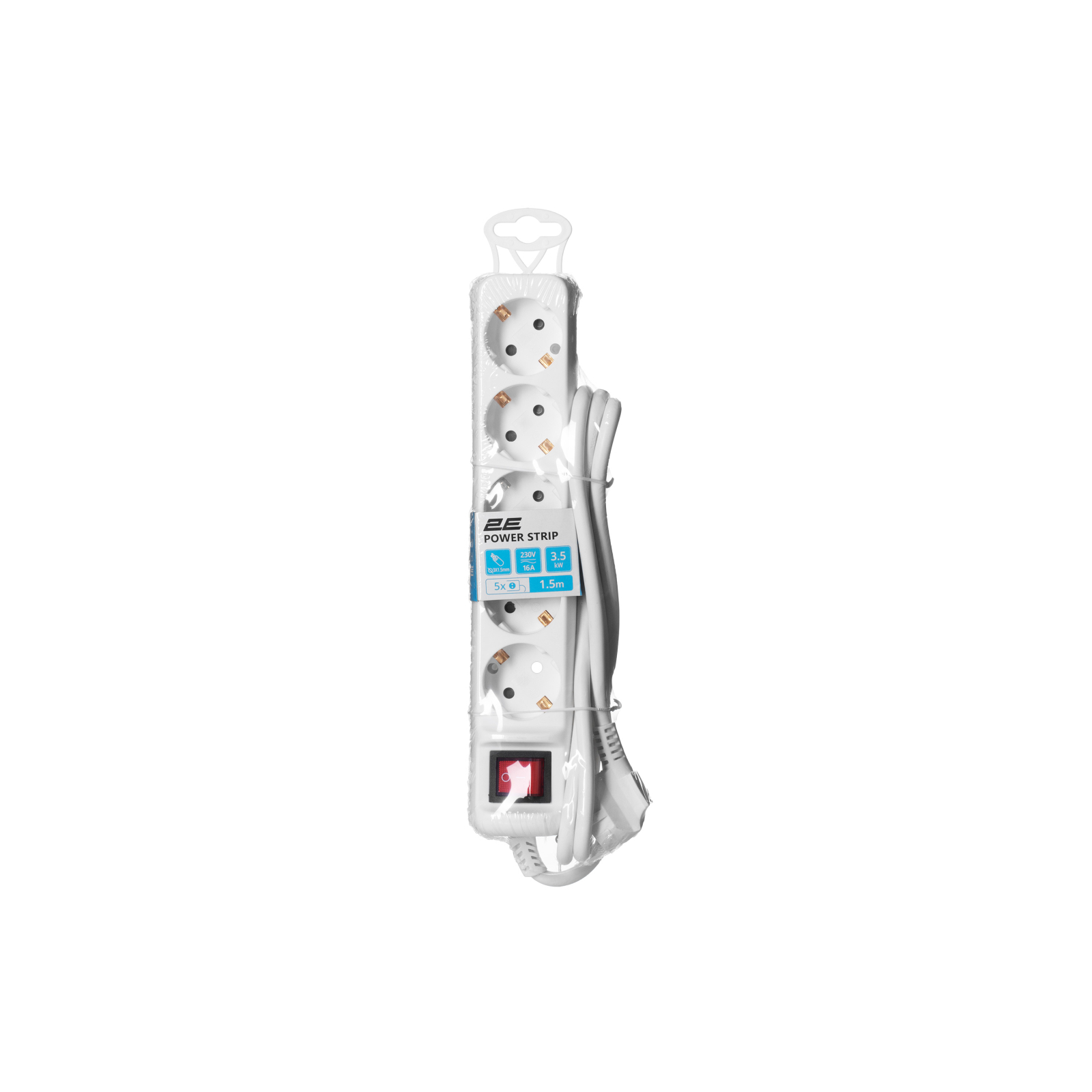 Сетевой удлинитель 2E 5XSchuko з вимикачем,1.5м, white (2E-U05ESM1.5) изображение 6