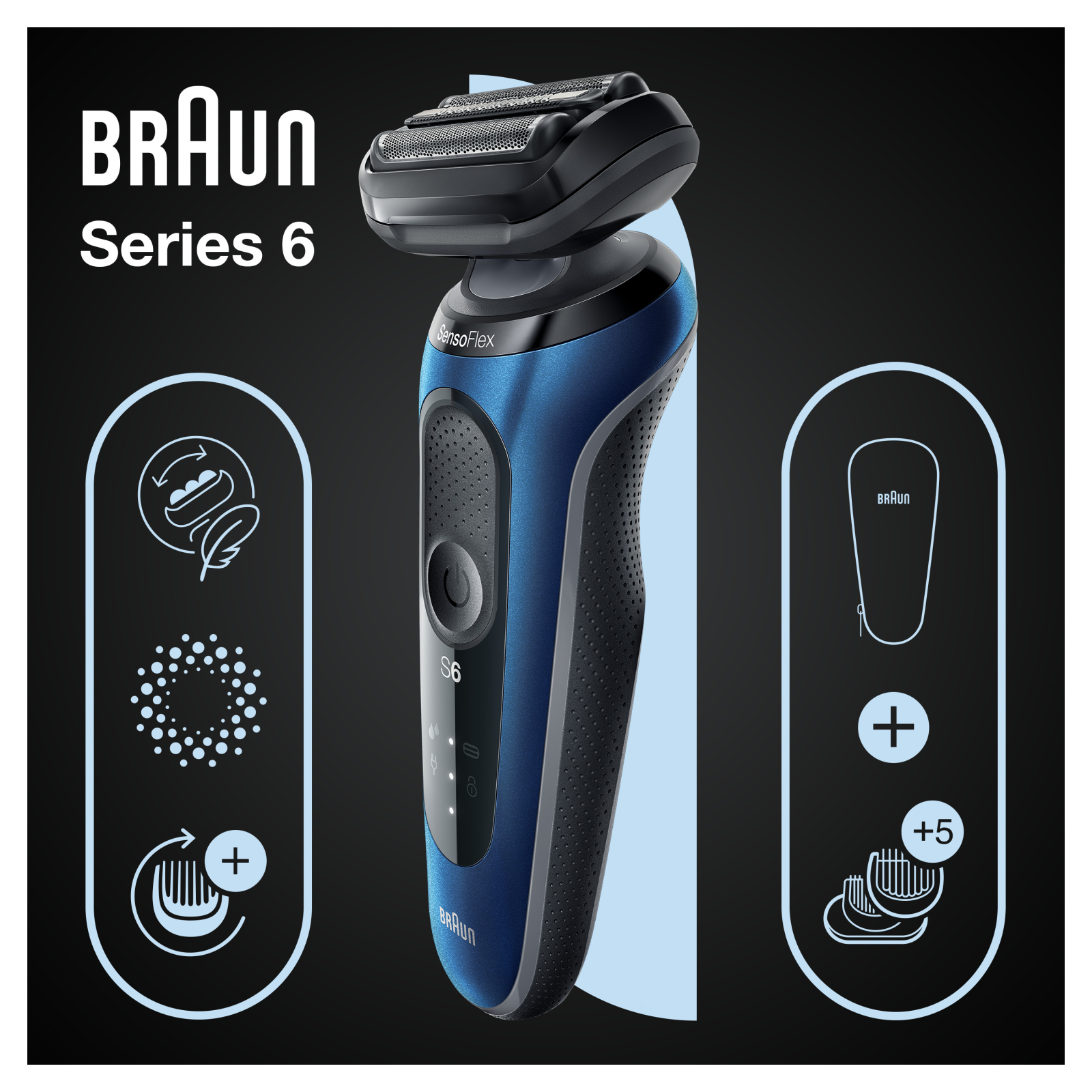 Електробритва Braun Series 6 61-B1500s BLUE / BLACK зображення 7