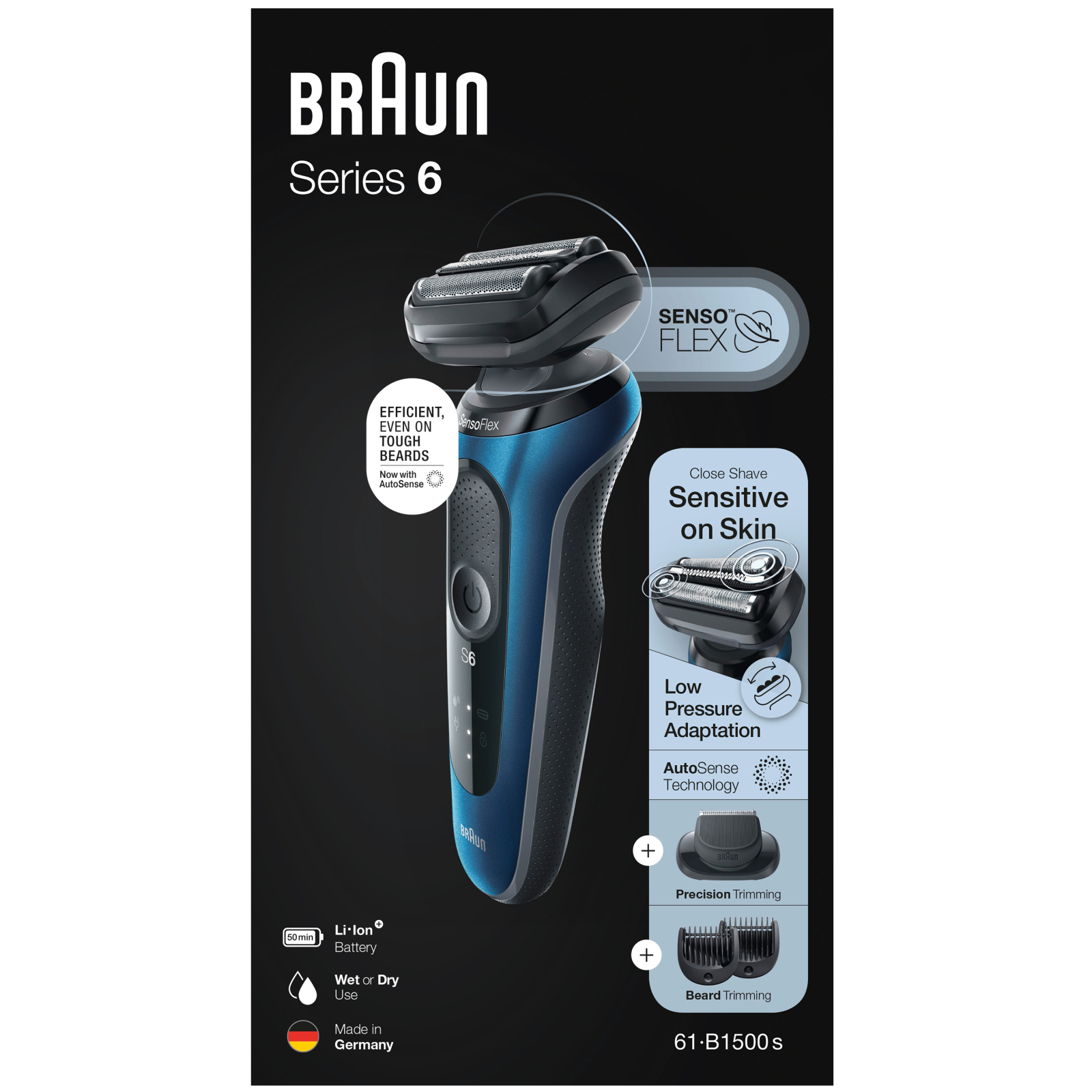 Электробритва Braun Series 6 61-B1500s BLUE / BLACK изображение 9