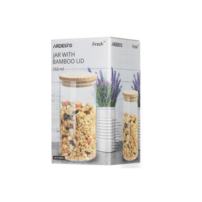 Ємність для сипучих продуктів Ardesto Fresh скло, бамбук 1300 мл (AR1313BLR) зображення 4